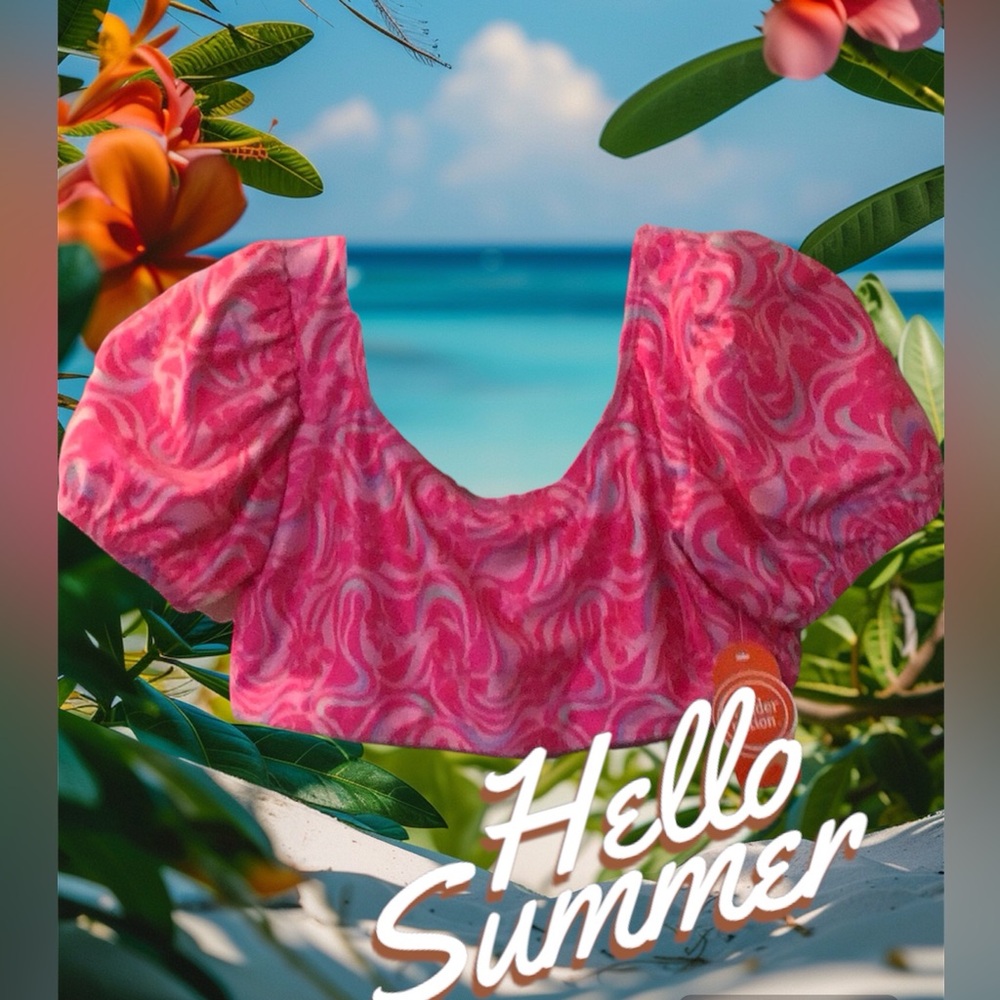 Swim Suit Top w/Puffy Sleeves